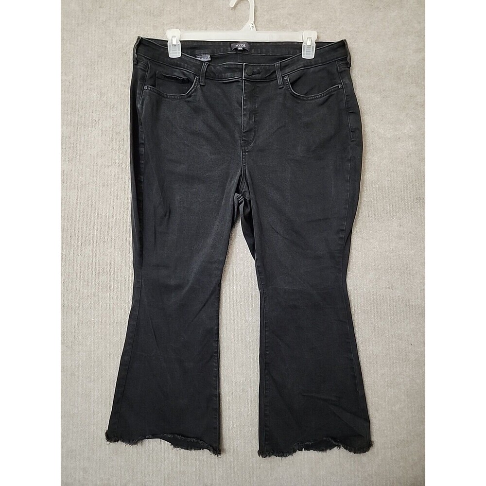 NYDJ Trinity Jeans Womens 18W Black Flared Leg Ankle Frayed Hem Slimming